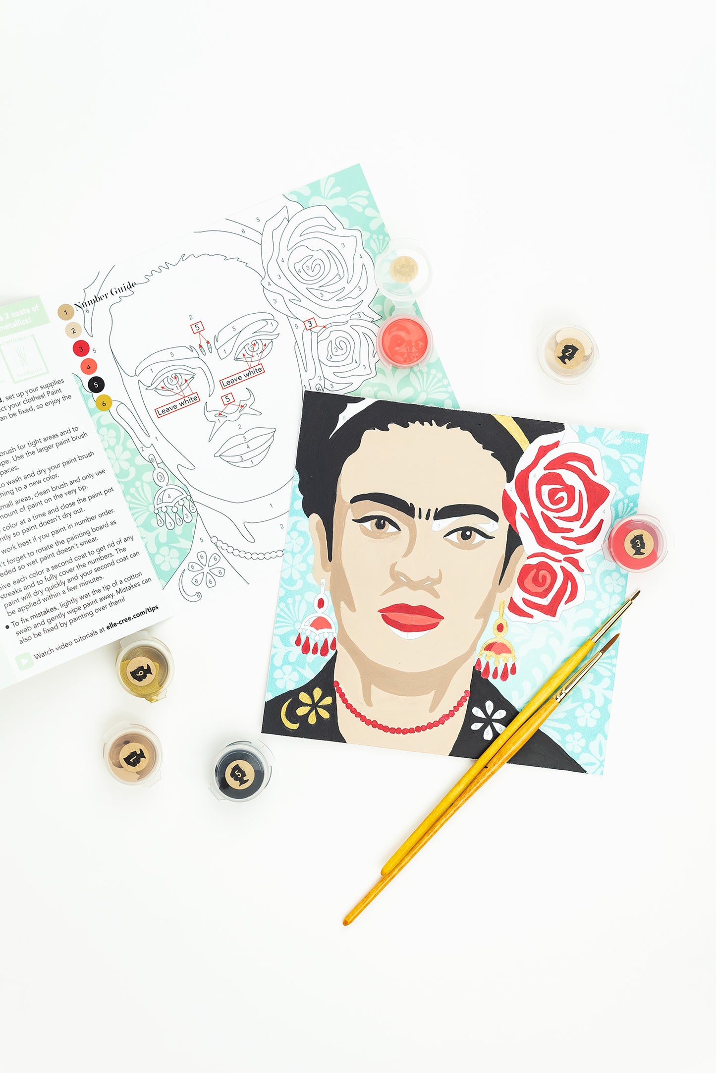 Frida Kahlo | 6x6 mini paint-by-number kit - Elle Crée