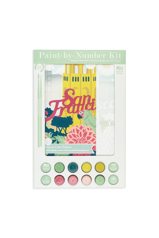 Parrot at Coit Tower | 8x10 paint-by-number kit - Elle Crée