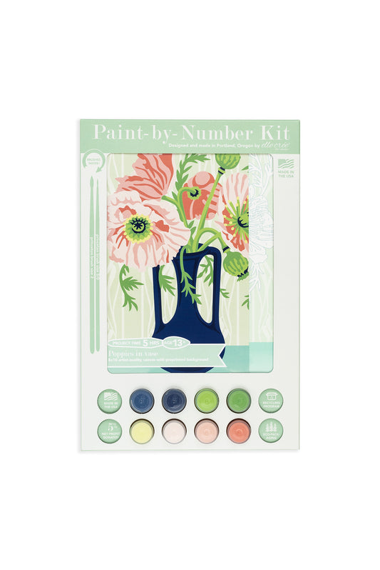 Poppies in a Vase | 8x10 paint-by-number kit - Elle Crée