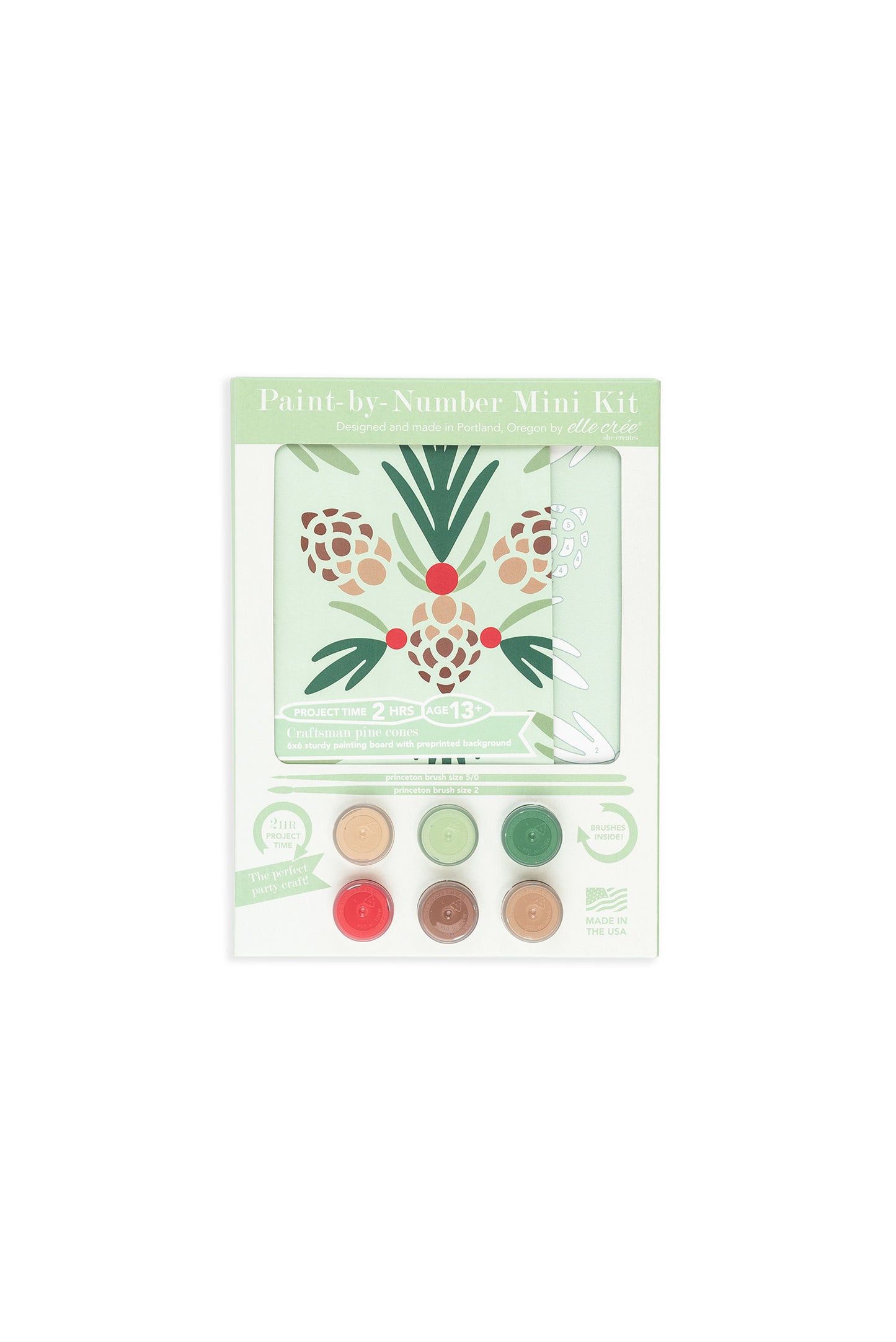 Craftsman Pine Cones  | 6x6 mini paint-by-number kit - Elle Crée