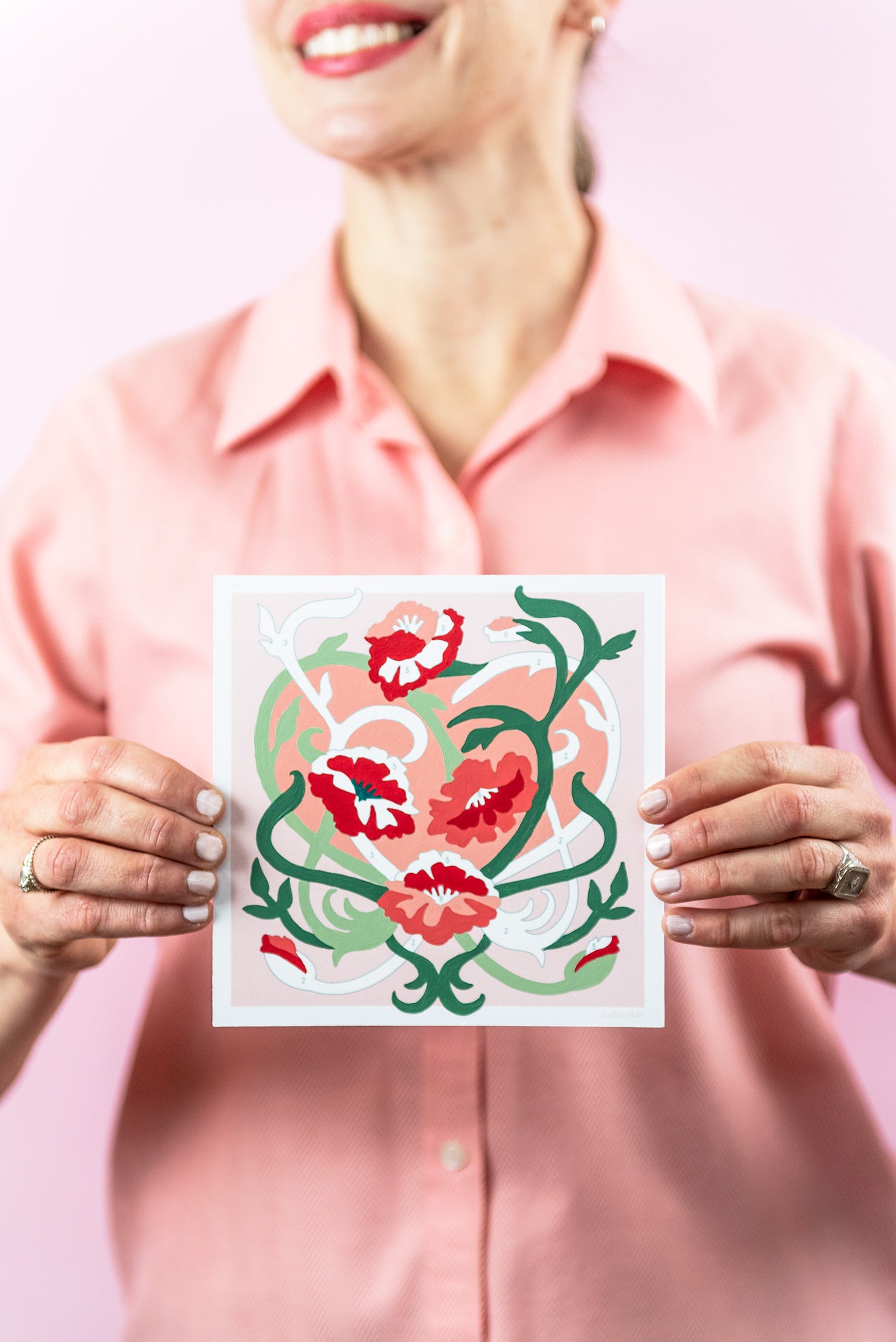 Art Nouveau Poppies | 6x6 mini paint-by-number kit - Elle Crée