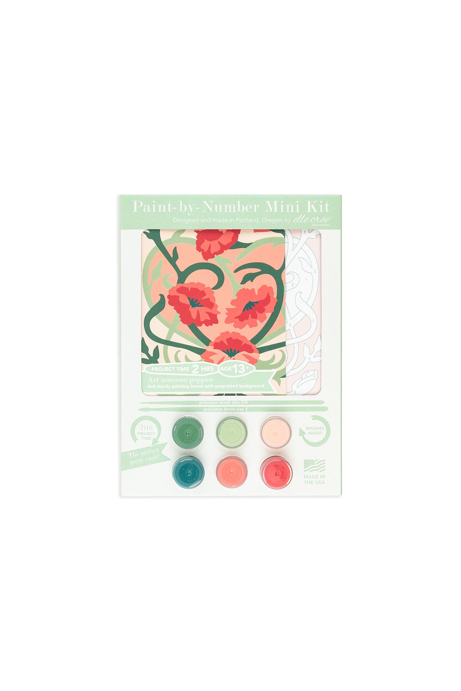 Art Nouveau Poppies | 6x6 mini paint-by-number kit - Elle Crée