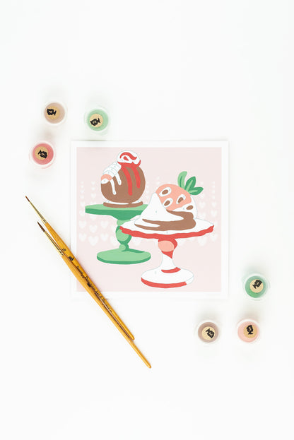 Chocolate Truffle & Strawberry | 6x6 mini paint-by-number kit - Elle Crée