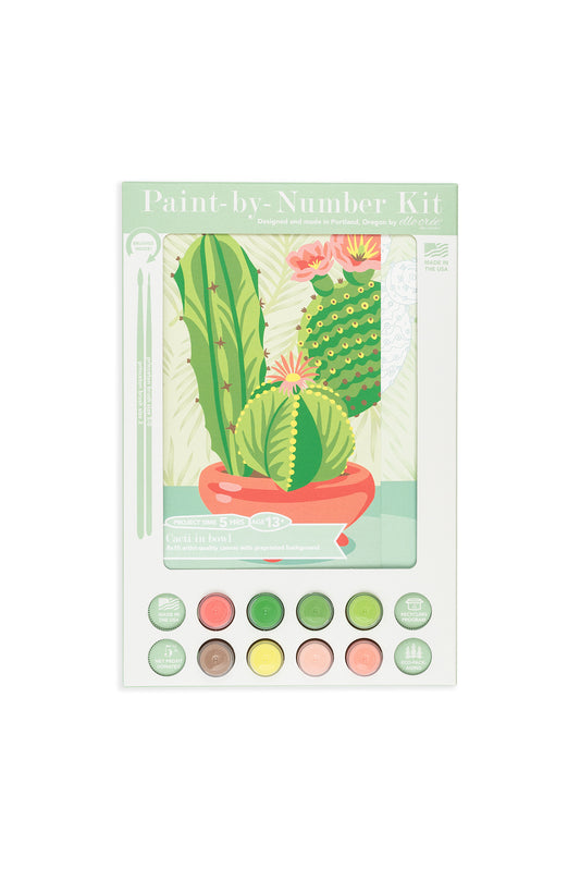 Cacti in Bowl | 8x10 paint-by-number kit - Elle Crée