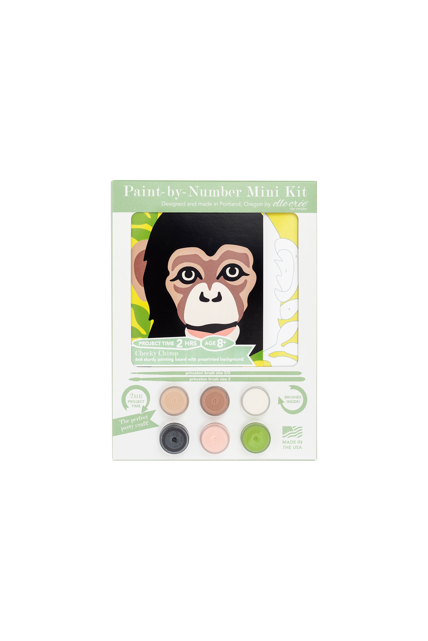 Kids Cheeky Chimp | 6x6 mini paint-by-number kit - Elle Crée
