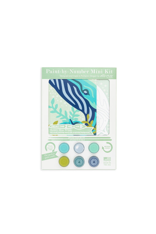 Kids Bubbly Blue Whale | 6x6 mini paint-by-number kit - Elle Crée