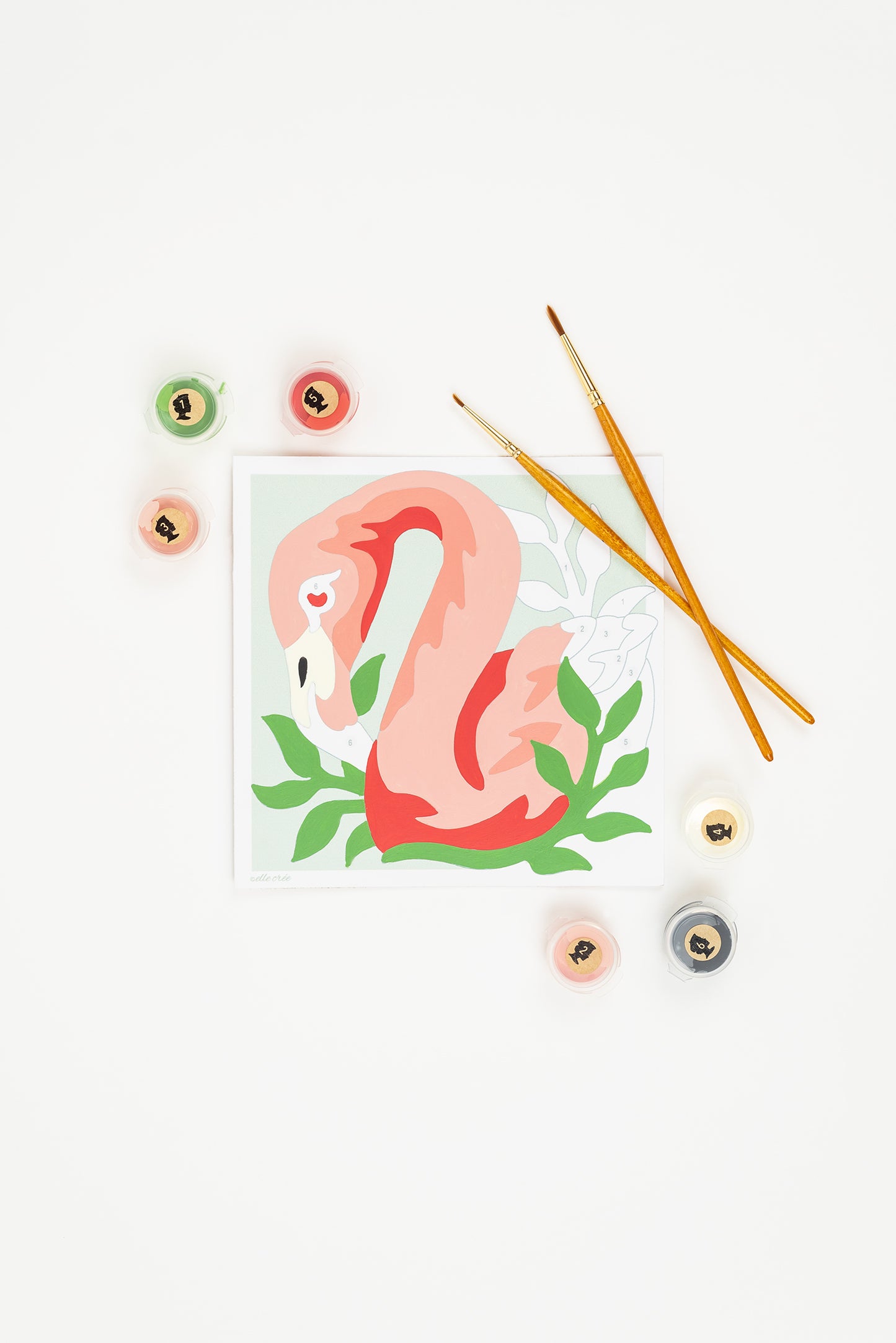 Kids Fancy Flamingo | 6x6 mini paint-by-number kit - Elle Crée