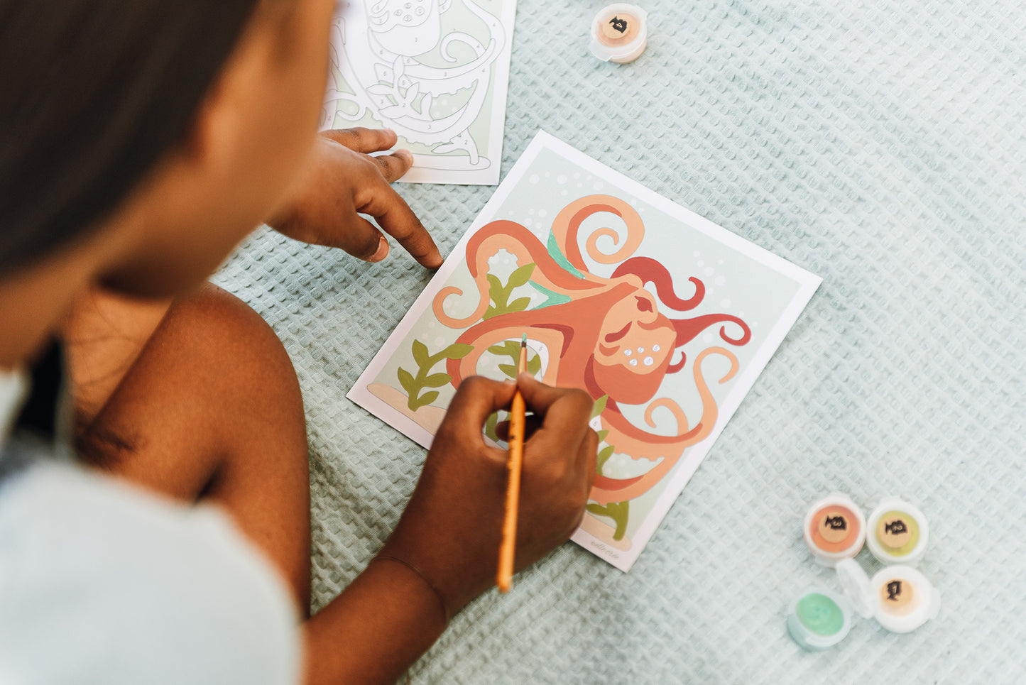 Kids Optimistic Octopus | 6x6 mini paint-by-number kit - Elle Crée