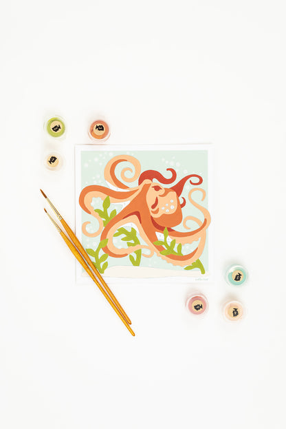 Kids Optimistic Octopus | 6x6 mini paint-by-number kit - Elle Crée