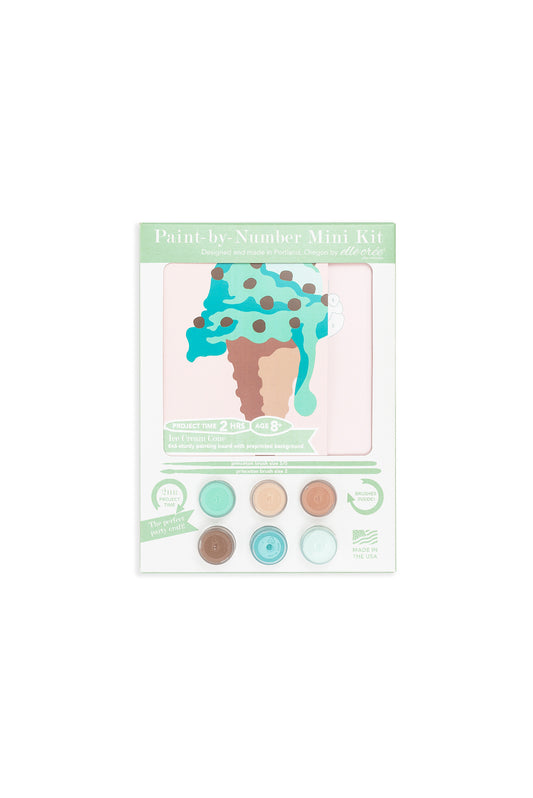 Kids Ice Cream Cone | 6x6 mini paint-by-number kit - Elle Crée