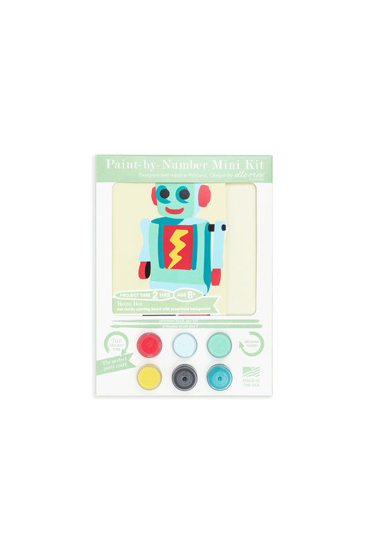 Kids Retro Bot | 6x6 mini paint-by-number kit - Elle Crée