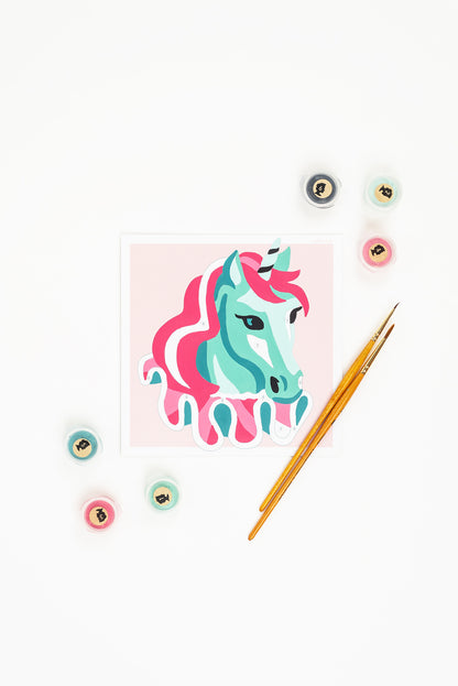 Kids Carousel Unicorn | 6x6 mini paint-by-number kit - Elle Crée