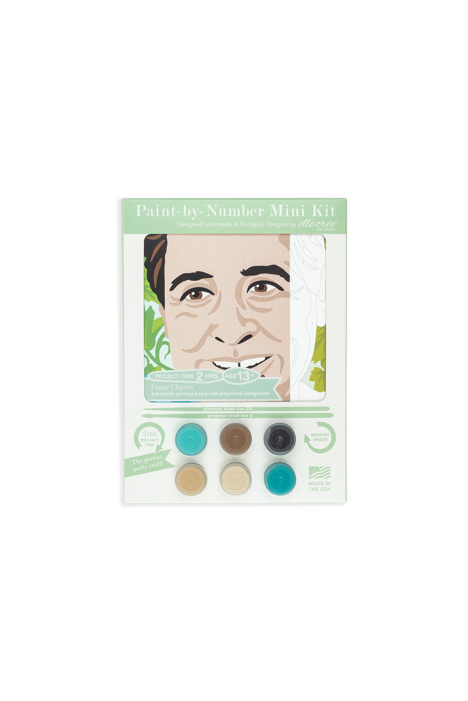 Cesar Chavez | 6x6 mini paint-by-number kit - Elle Crée