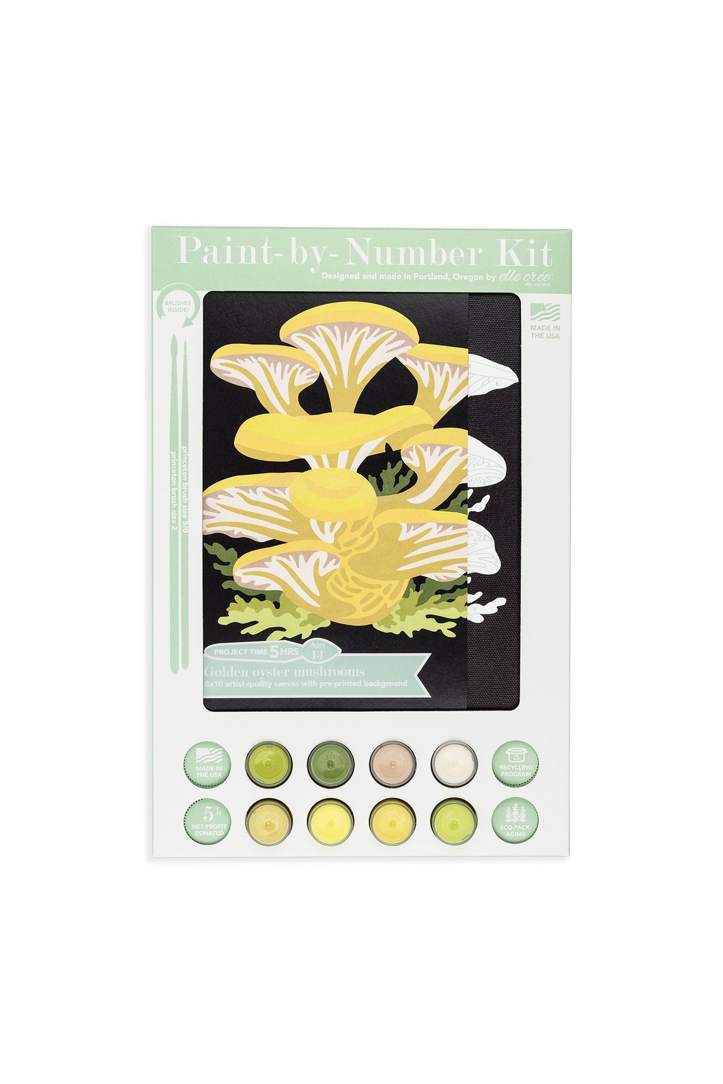 Golden Oyster Mushrooms | 8x10 paint-by-number kit - Elle Crée