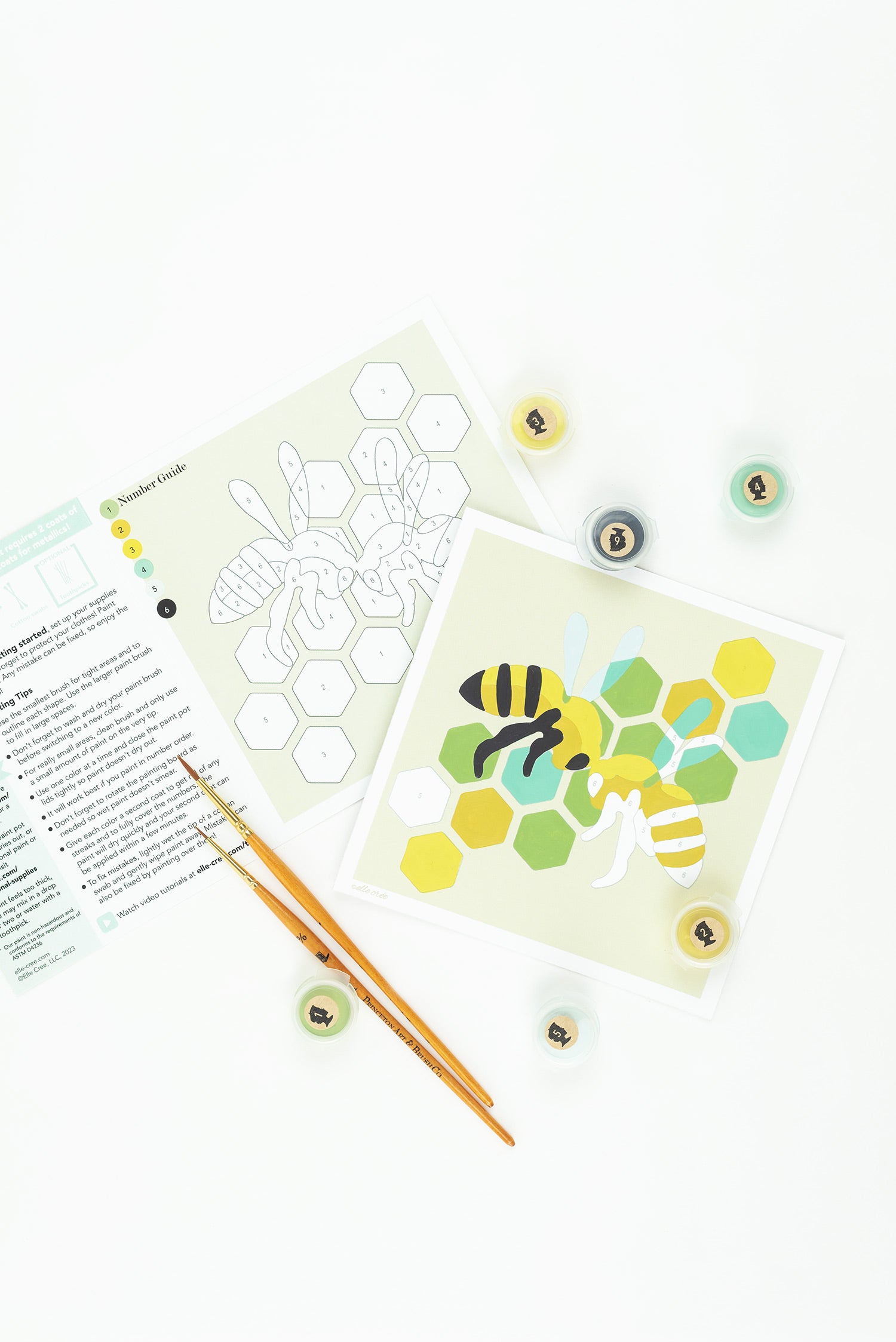 Bees with Comb | 6x6 mini paint-by-number kit - Elle Crée