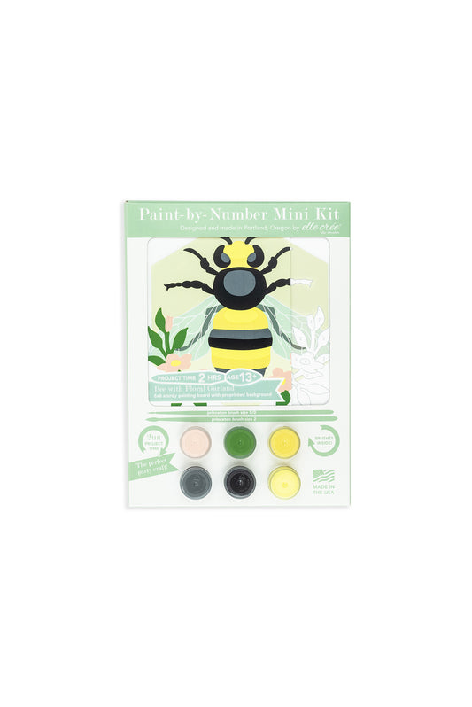 Bee with Floral Garland | 6x6 mini paint-by-number kit - Elle Crée