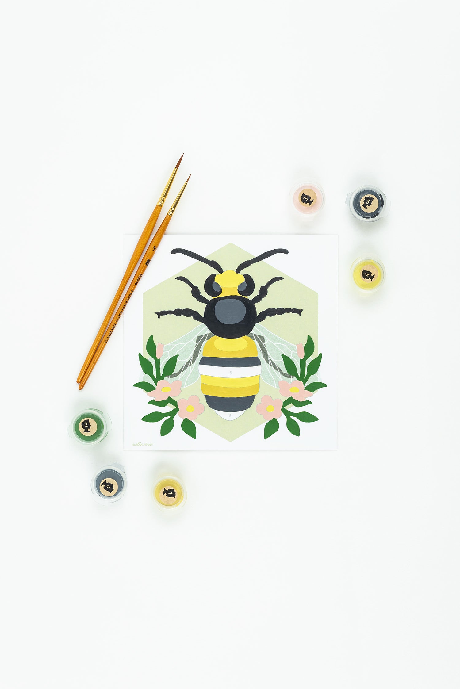 Bee with Floral Garland | 6x6 mini paint-by-number kit - Elle Crée