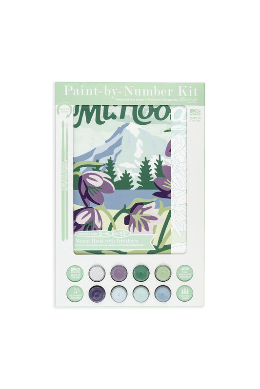 Mt. Hood with Fritillaria | 8x10 paint-by-number kit - Elle Crée