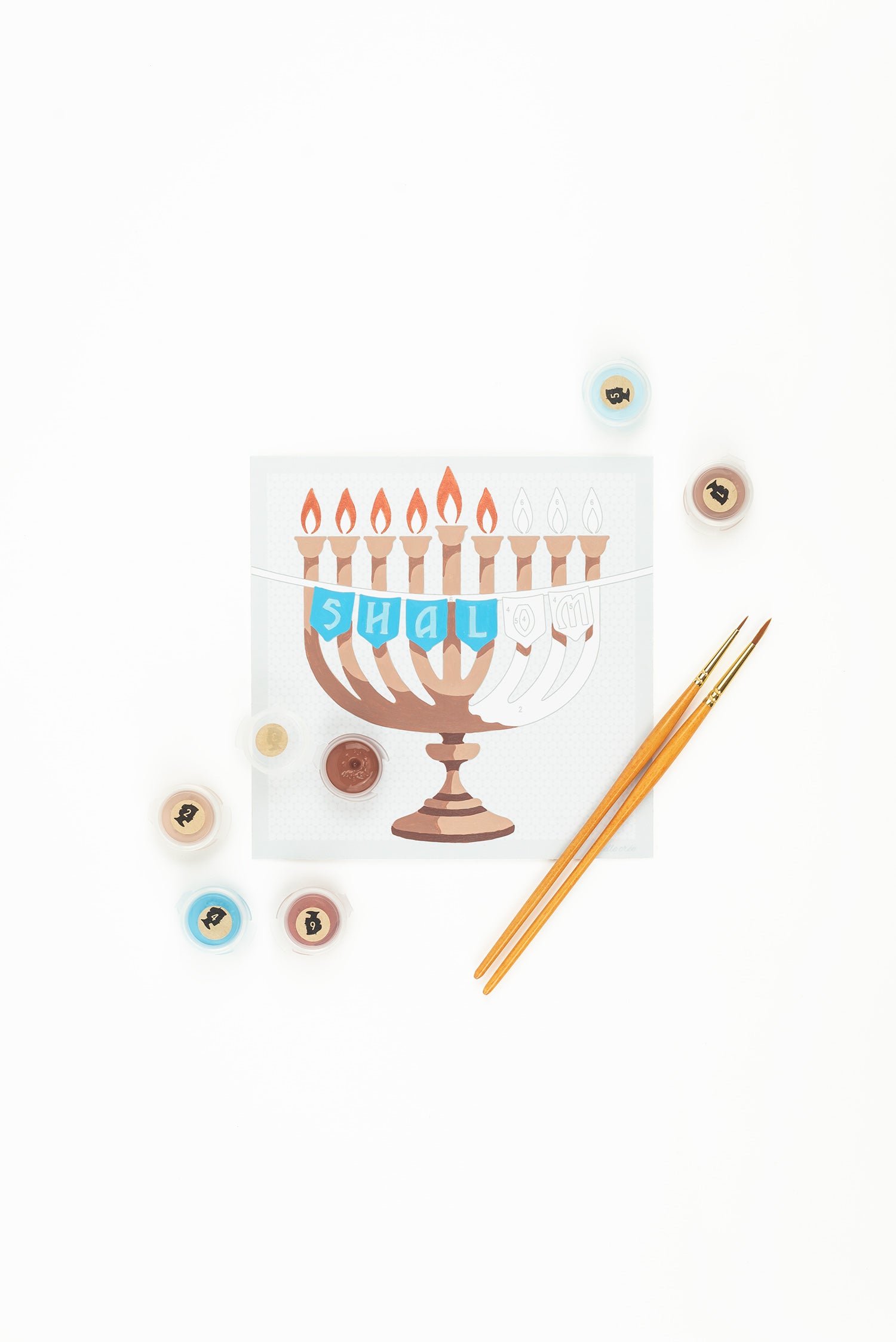 Hanukkah Menorah  | 6x6 mini paint-by-number kit - Elle Crée