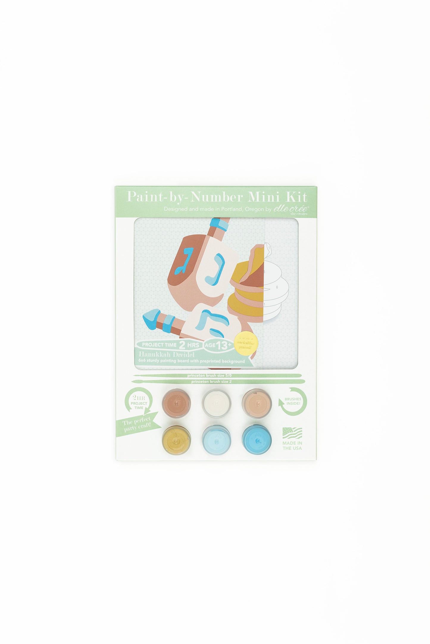 Hanukkah Dreidel  | 6x6 mini paint-by-number kit - Elle Crée