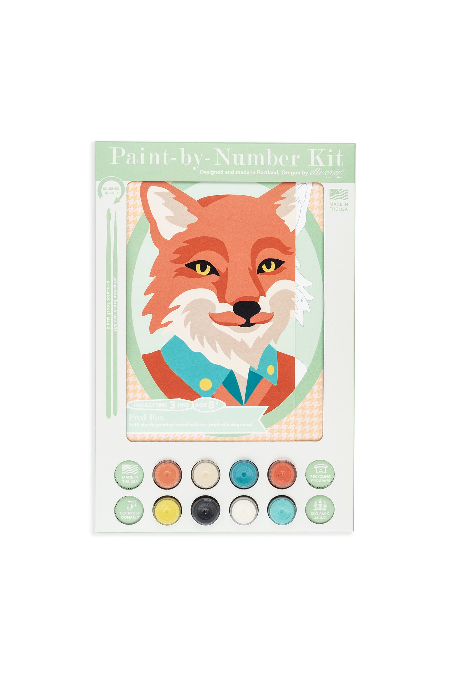 Fred Fox | 8x10 kids paint-by-number kit - Elle Crée