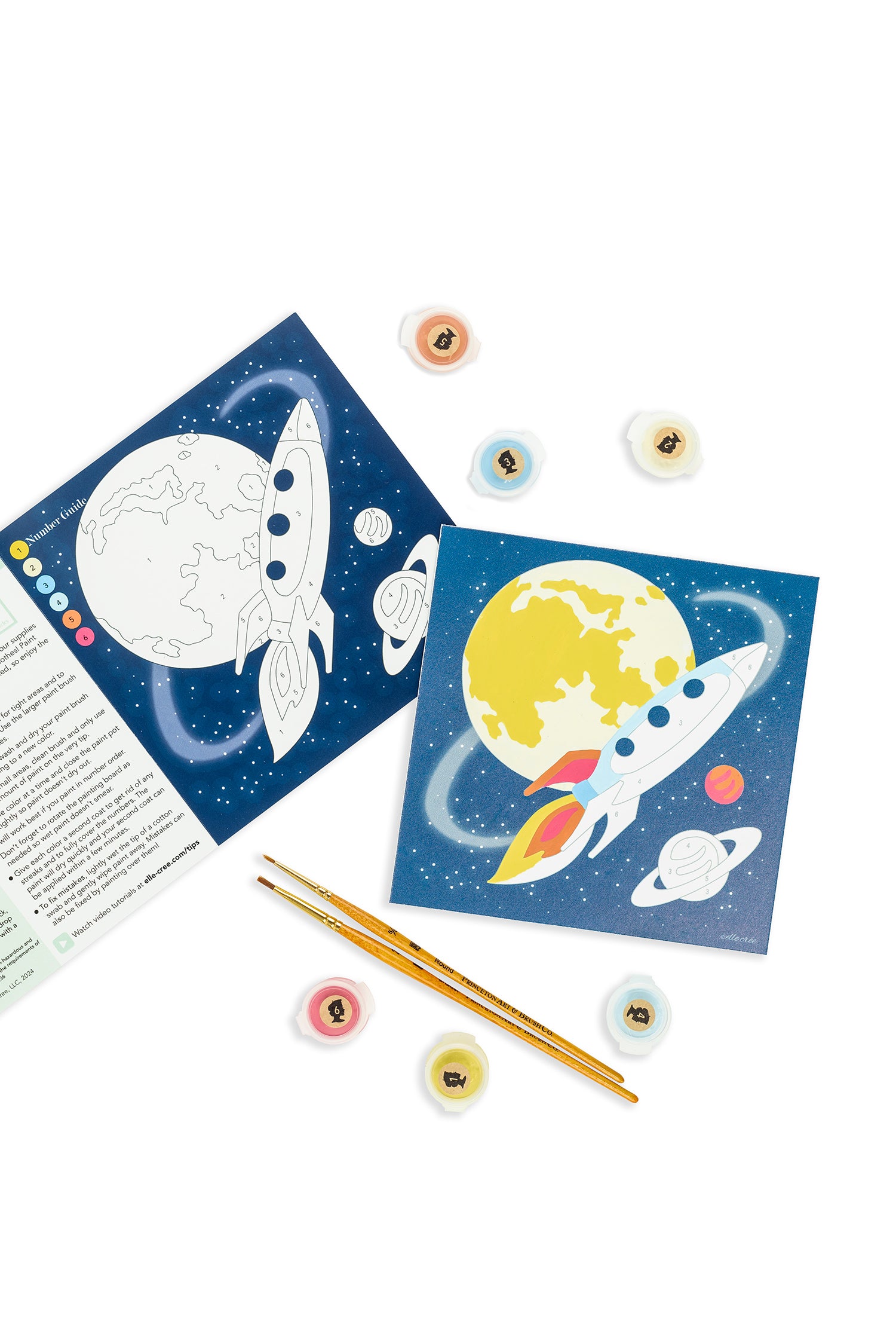 Rocket to the Moon | 6x6 mini paint-by-number kit for kids - Elle Crée