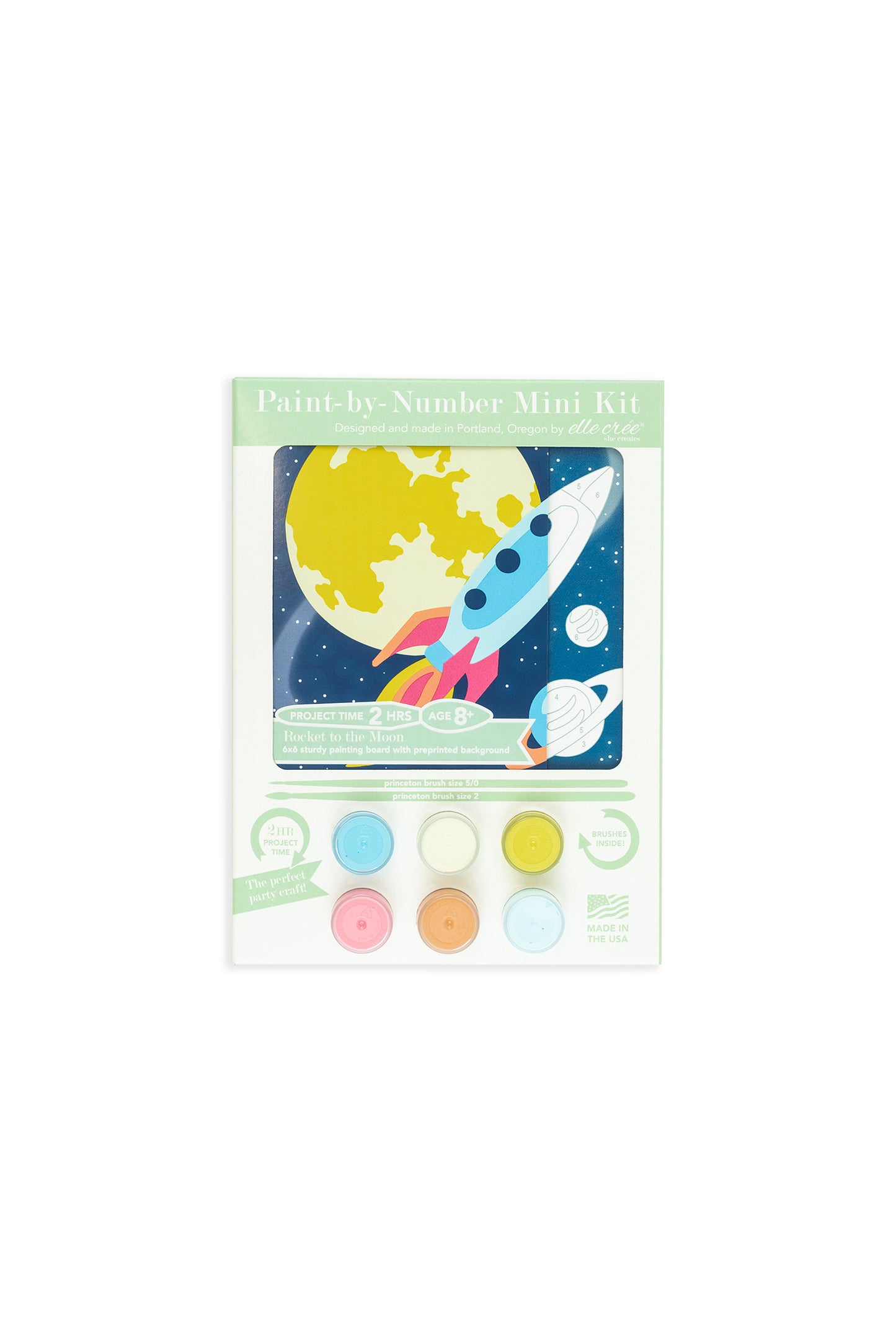 Rocket to the Moon | 6x6 mini paint-by-number kit for kids - Elle Crée