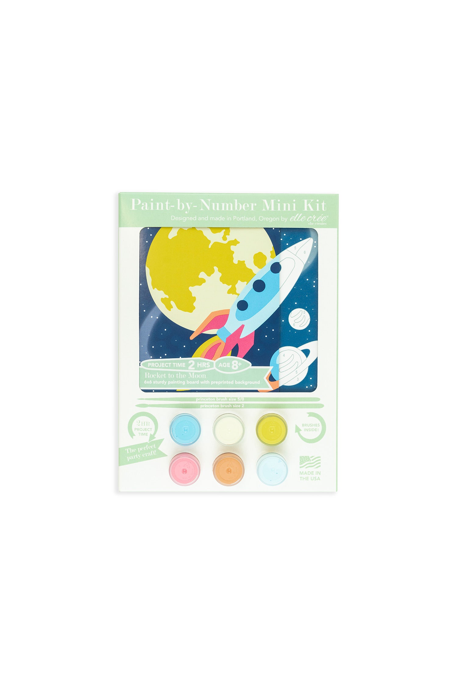 Rocket to the Moon | 6x6 mini paint-by-number kit for kids - Elle Crée