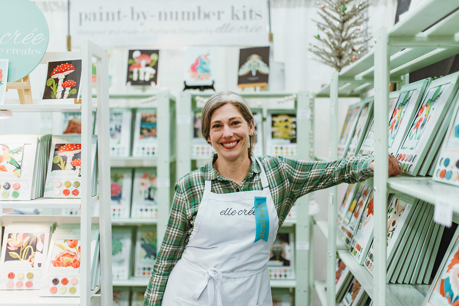Rachel Austen with her paint by number kits at the Crafty Wonderland winter market in 2022.
