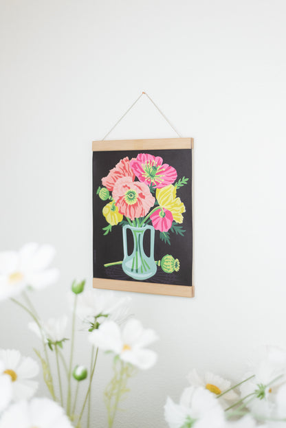 Magnetic Hanger Picture Frame 8" with Poppies in Vase Paint-by-Number kit