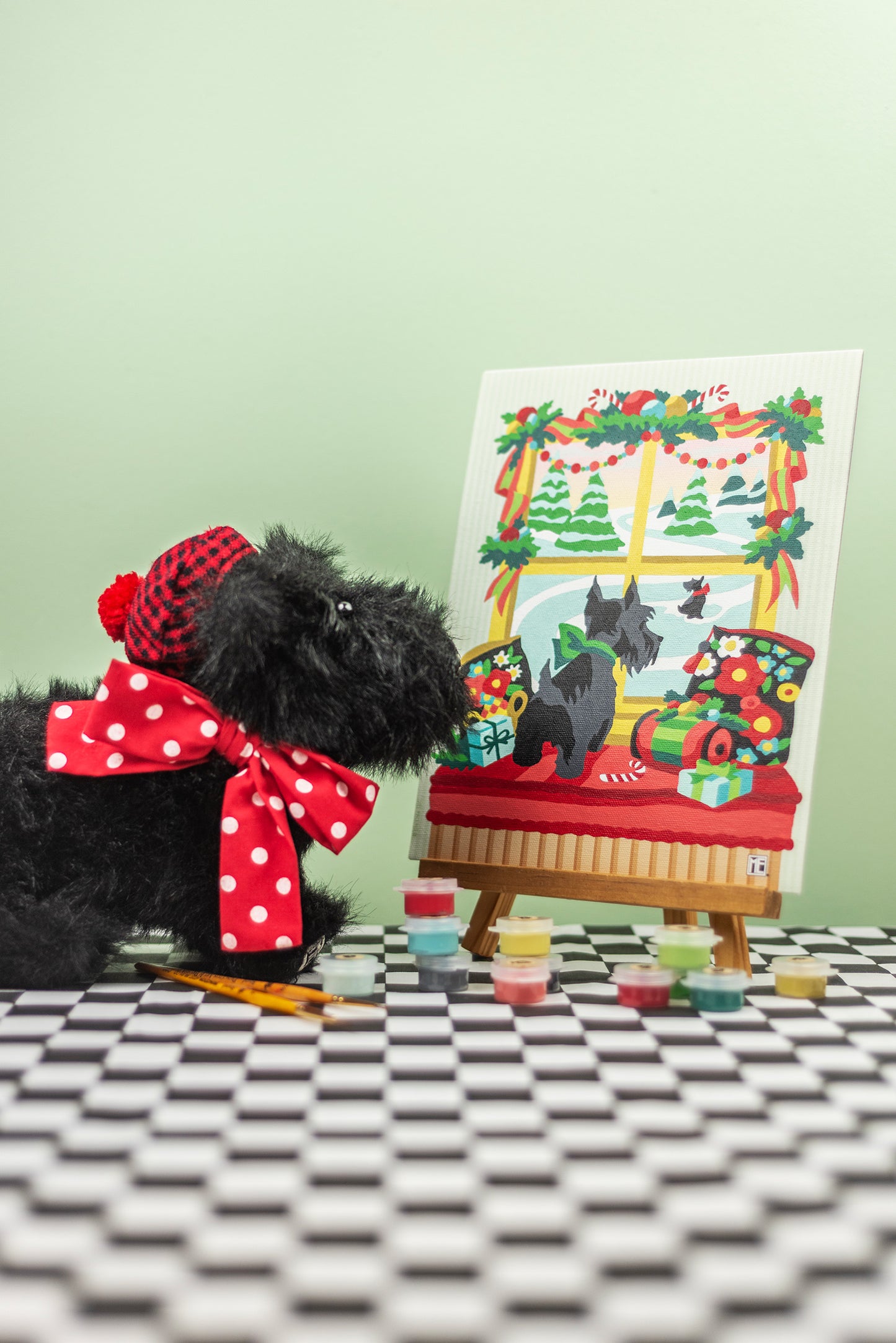 Happy Paw-lidays | Mary Engelbreit 8x10 paint-by-number kit - Elle Crée