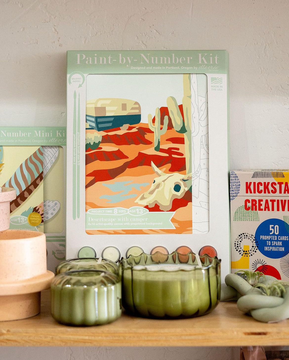 Desertscape paint-by-number kit on a merchandising display at Small Batch Store.