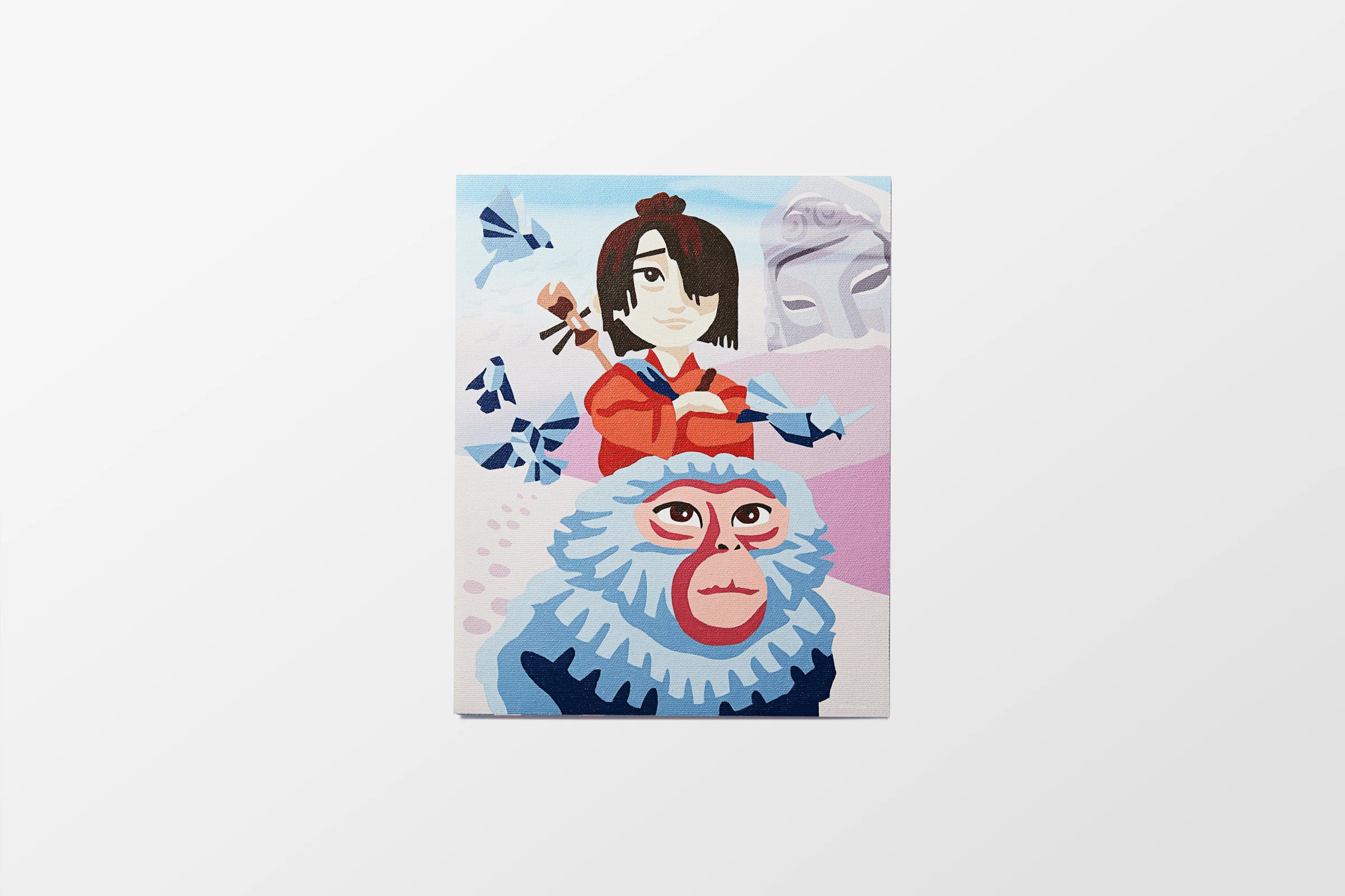Fully painted Kubo and the Two Strings Paint by Number Kit from Elle Crée in collaboration with LAIKA Studios.
