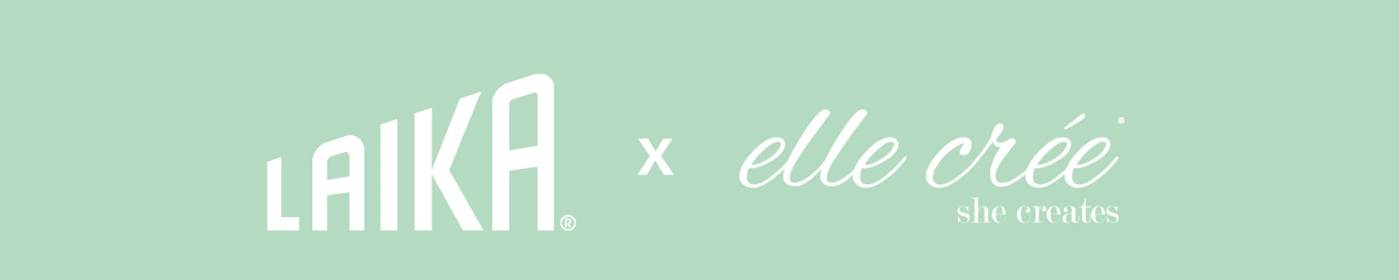 LAIKA Studios logo X Elle Crée (she creates) logo indicating a collaboration between the two companies.