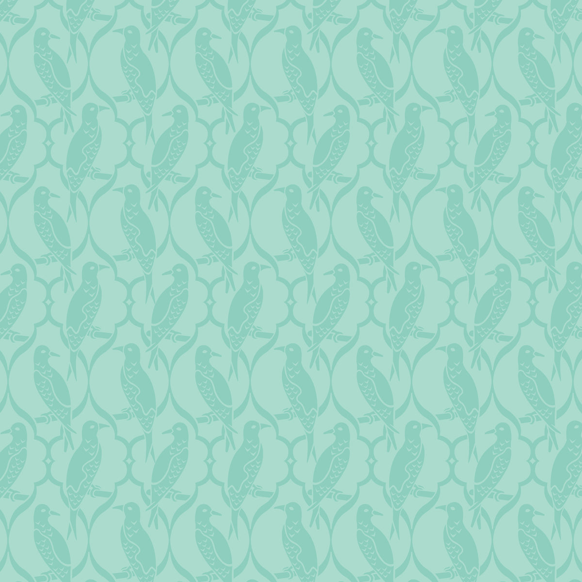 Birds of a Feather Turquoise | Organic Quilters Cotton
