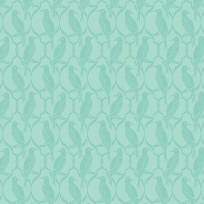 Birds of a Feather Turquoise | Organic Quilters Cotton