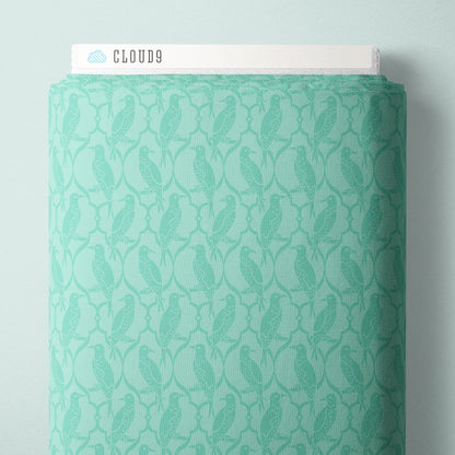 Birds of a Feather Turquoise | Organic Quilters Cotton