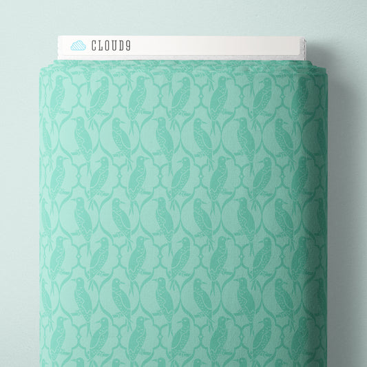 Birds of a Feather Turquoise | Organic Quilters Cotton