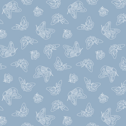 Papillon Parade Blue | Organic Quilters Cotton