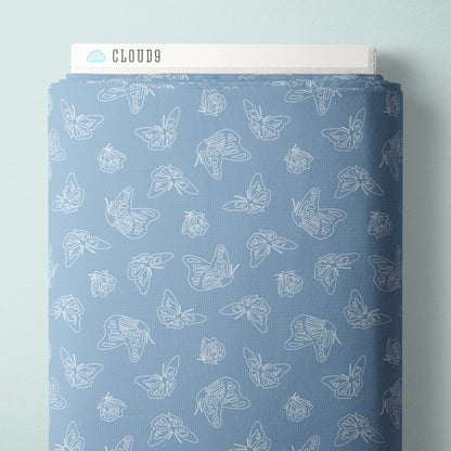 Papillon Parade Blue | Organic Quilters Cotton