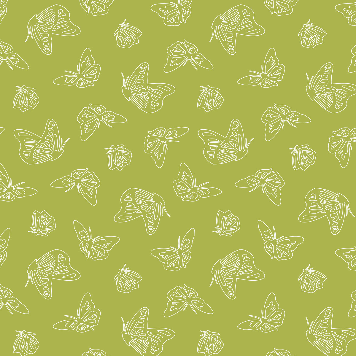 Papillon Parade Green | Organic Quilters Cotton