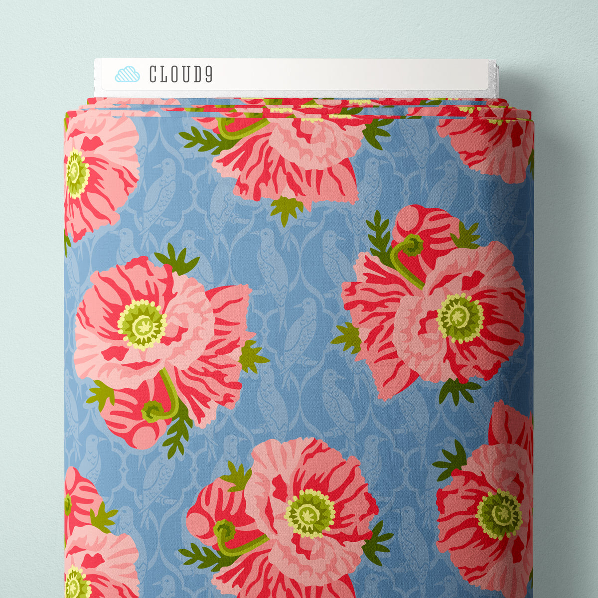 Poppy Soiree Blue | Organic Quilters Cotton