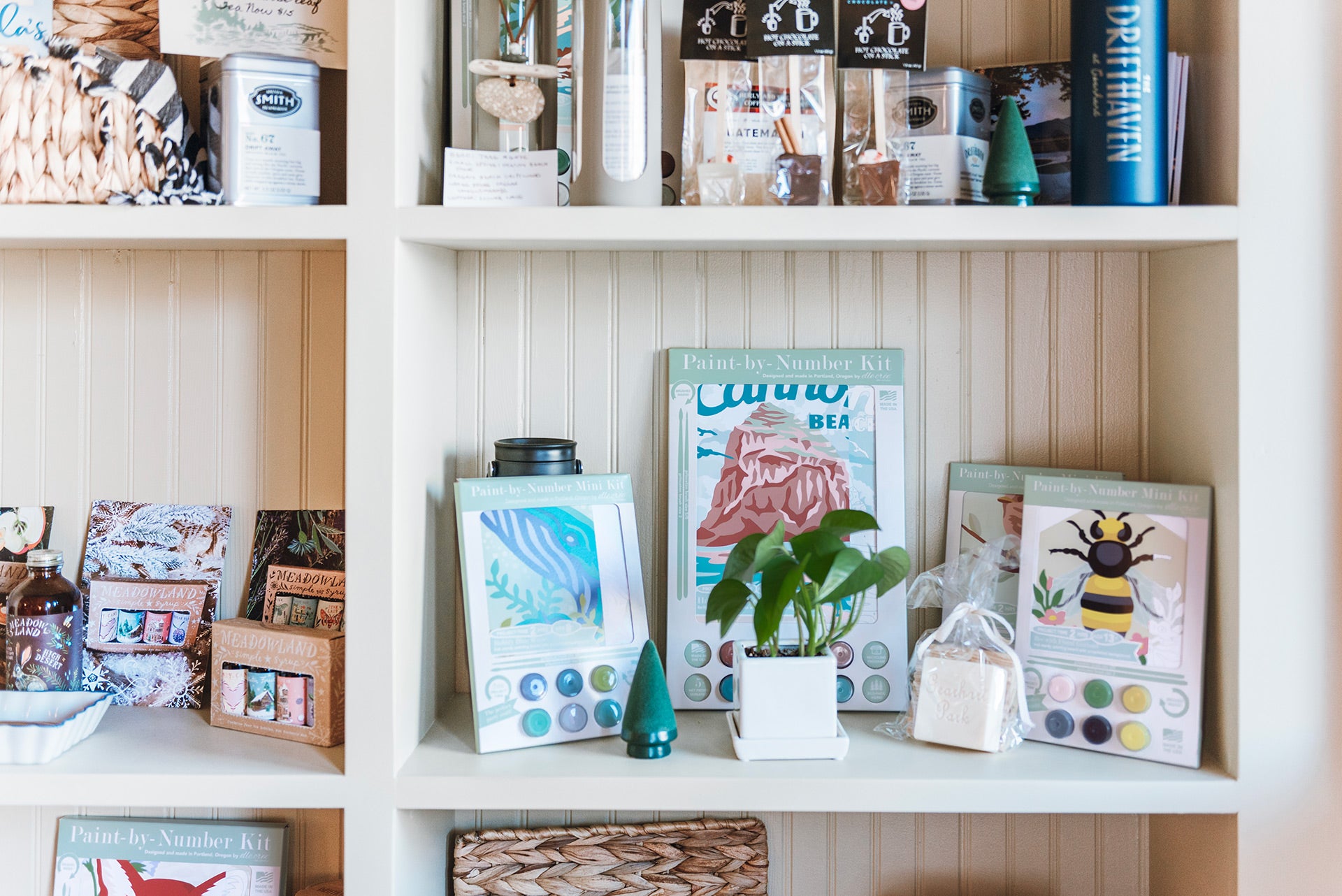 Elle Crée paint-by-number kits inside the gift shop at the Drifthaven at Gearhart hotel.