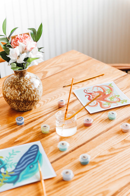 Kids Optimistic Octopus | 6x6 mini paint-by-number kit - Elle Crée