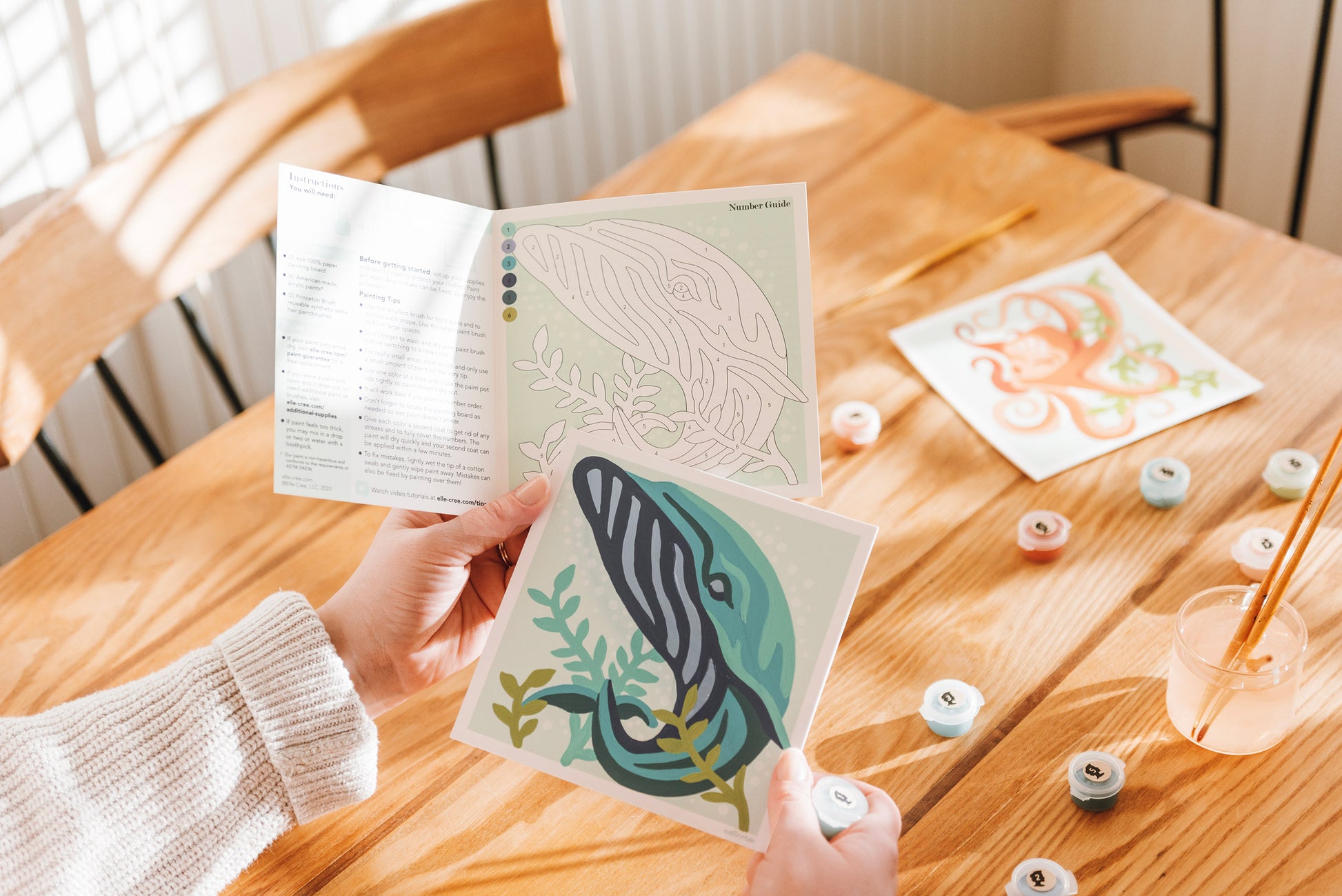 Kids Bubbly Blue Whale | 6x6 mini paint-by-number kit - Elle Crée