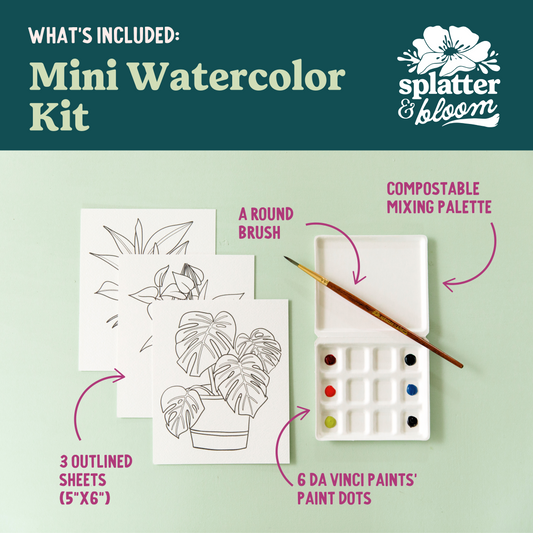 Potted Plants Watercolor Painting Kit - (Mini)
