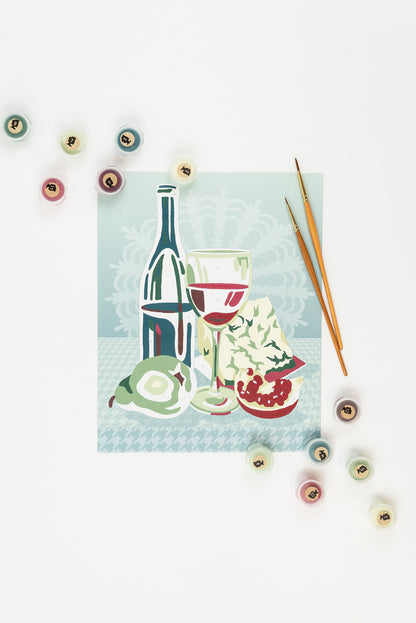 Wine & Cheese Still Life | 8x10 paint-by-number kit - Elle Crée