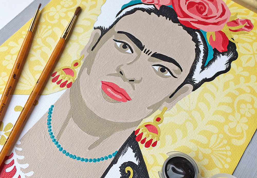 Frida with Flowers (yellow ) | 8x10 paint-by-number kit - Elle Crée
