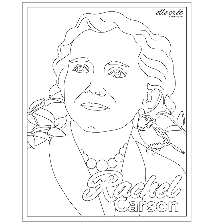 Coloring page featuring Rachel Carson.