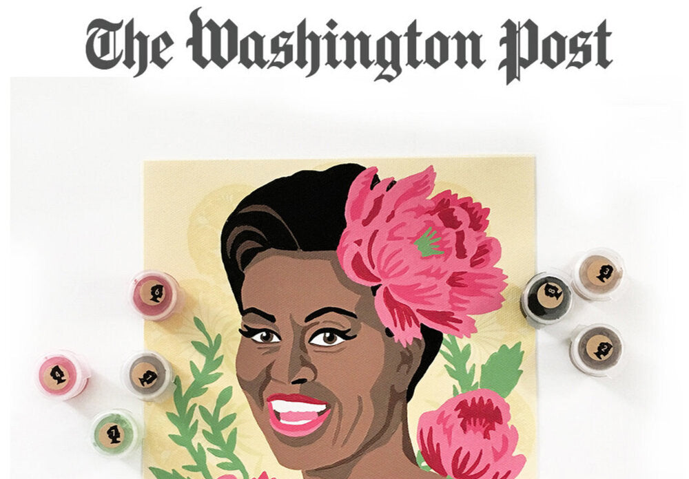 Washington Post article featuring Elle Crée's paint by number kit of Michelle Obama.